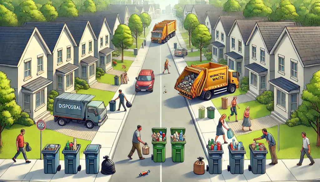 Why do people use disposal bins when municipal waste pick-up is available?